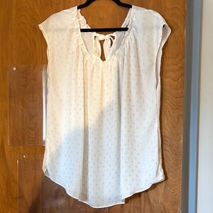 LC Lauren Conrad Pleated Scoop Neck Tie Back Blouse